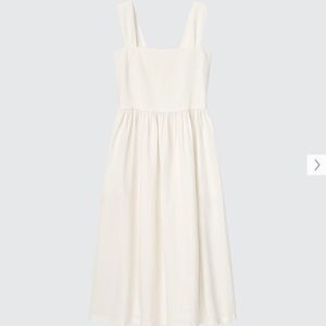 Uniqlo linen blend shirred sleeveless dress size M off white